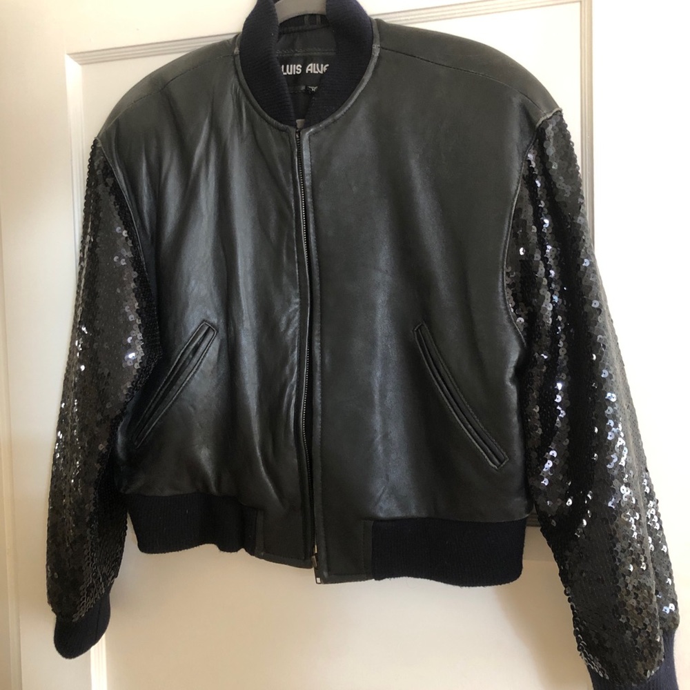 Leather bomber jacket